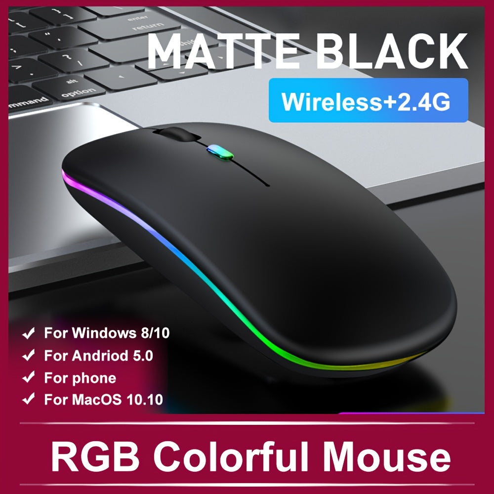 Rechargeable Wireless Computer Mouse - Cyber Setups - Matt Black