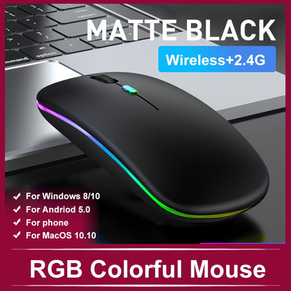 Rechargeable Wireless Computer Mouse - Cyber Setups - Matt Black