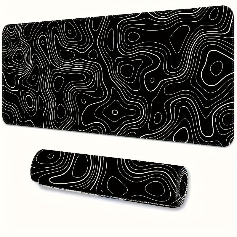 Black and white terrain line large mouse pad - Cyber Setups -