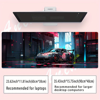 Large Racing Car Gaming Mouse Pad – Anime Street Design - Cyber Setups - 35.43inch*15.75inch