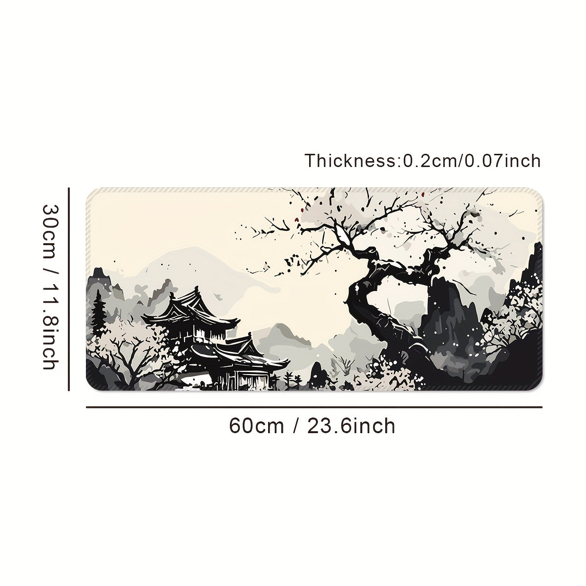 Ink Tree Landscape Extra Large Extended Thick Mouse Pad - Cyber Setups - 23.6*11.8inches(600x300x2mm)