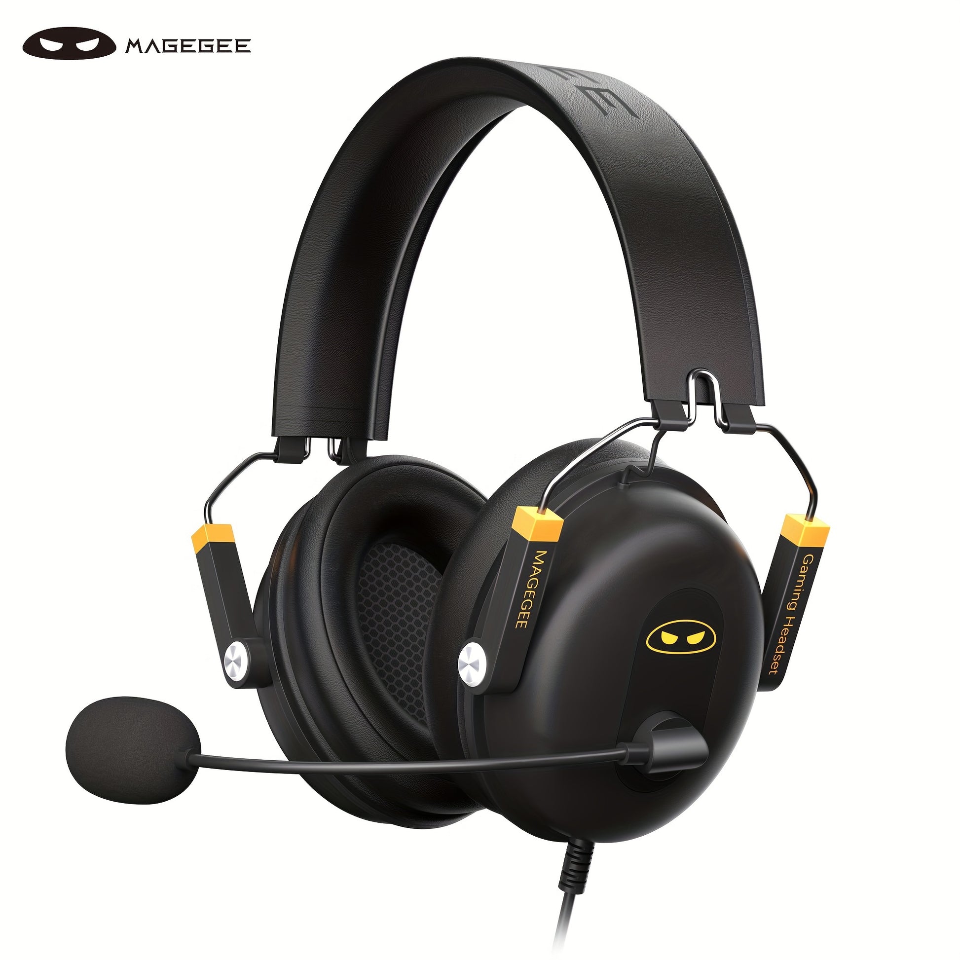 Magegee Over-Ear Wired Gaming Headset with Microphone - Cyber Setups - Black Yellow 7.1(Dual)