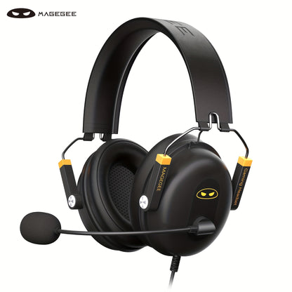 Magegee Over-Ear Wired Gaming Headset with Microphone - Cyber Setups - Black Yellow 7.1(Dual)