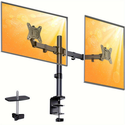 Black Dual Arm Monitor Holder For 13" To 32" Displays, Up To 17.6lbs - Cyber Setups -