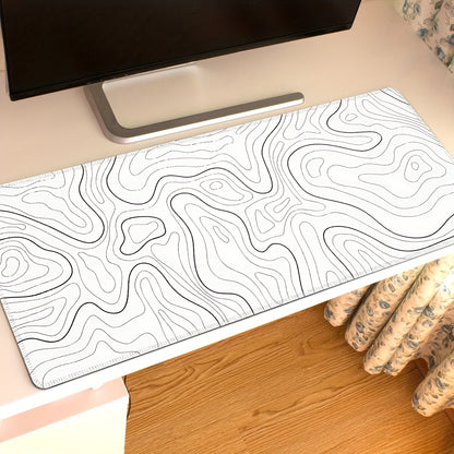 Large White Abstract Terrain Mouse Pad - Cyber Setups - 60*30cm/23.7*11.8inch