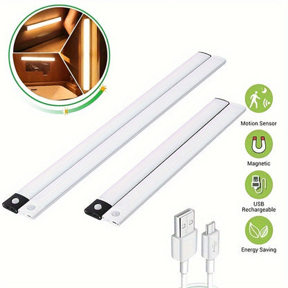 LED Motion Sensor Under Cabinet Closet Light USB Rechargeable Lamp Strip - Cyber Setups -