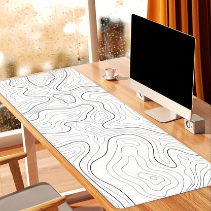 Large White Abstract Terrain Mouse Pad - Cyber Setups - 90*40cm/35.5*15.8inch