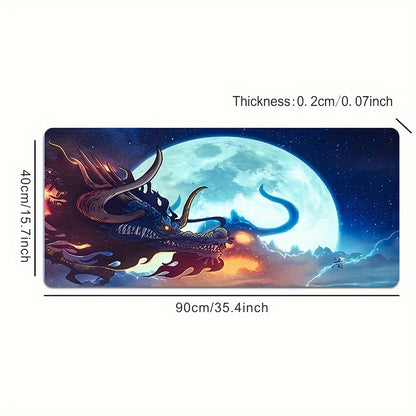 Extra-Large Dragon Anime Gaming Mouse Pad – Non-Slip & Washable - Cyber Setups - 35.4*15.7inch(90*40cm）