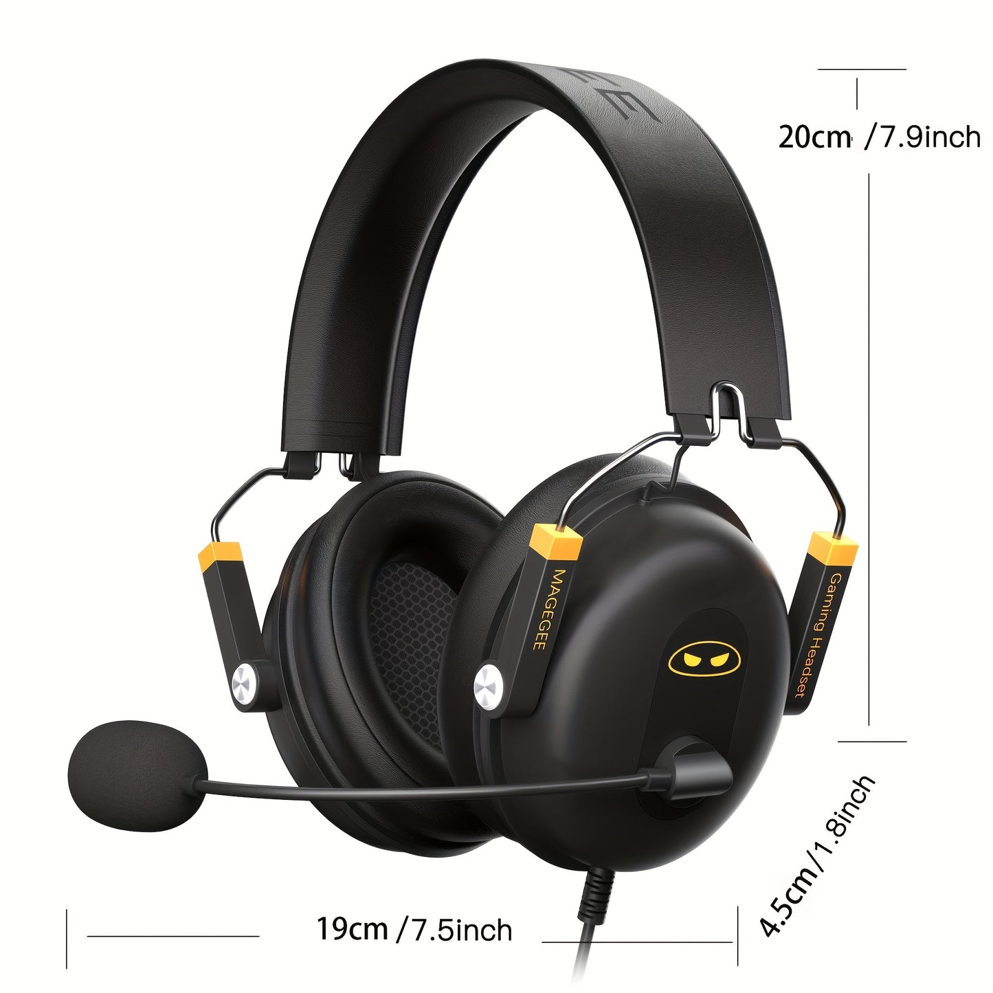 Magegee Over-Ear Wired Gaming Headset with Microphone - Cyber Setups - Black Yellow 7.1(Dual)