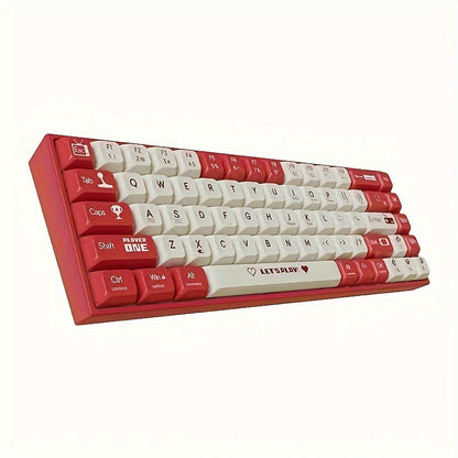 Ajazz AK680 Wired Game Mechanical Keyboard - Cyber Setups - Green Axis / Red And White