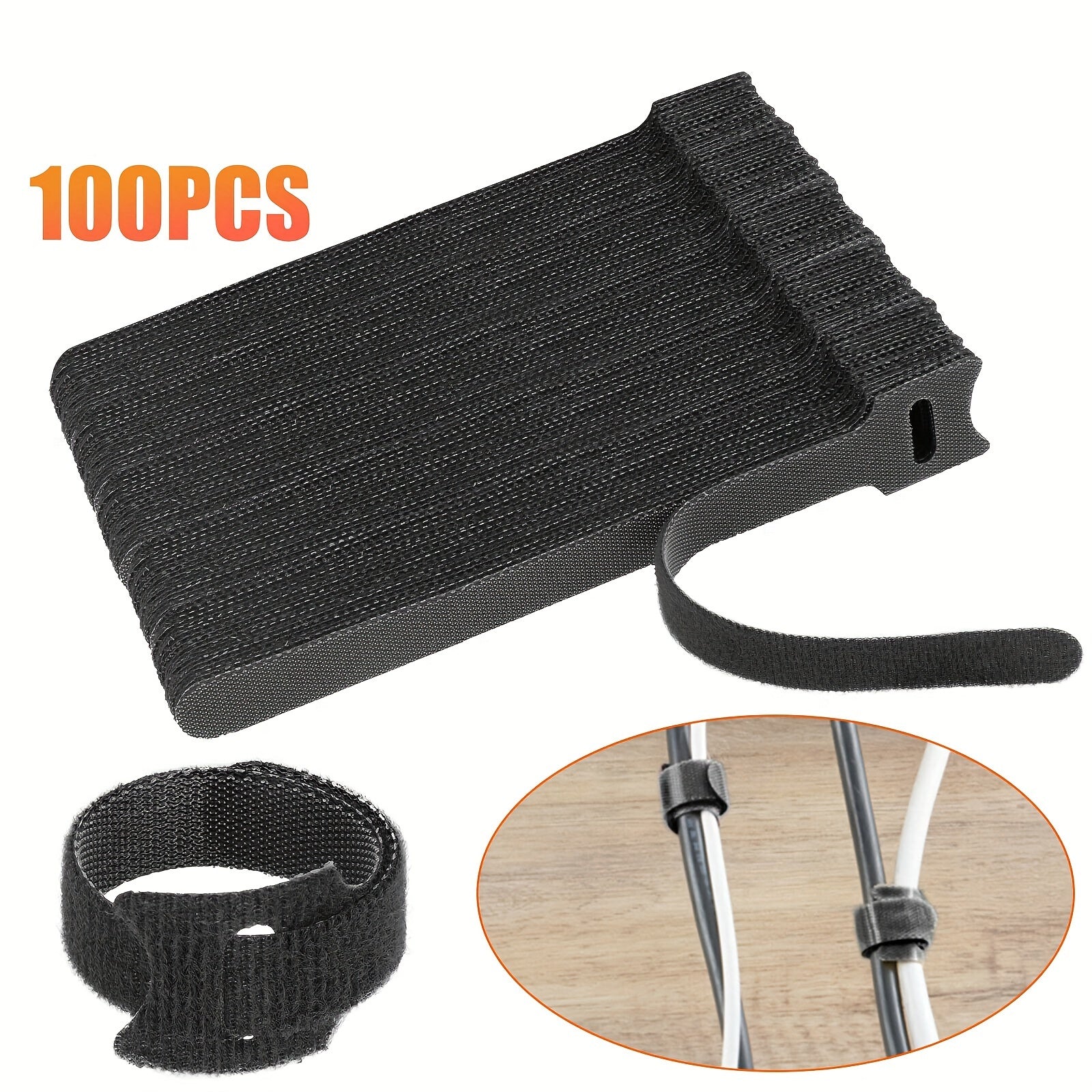 100PCS Reusable Cable Ties with Hook and Loop Fastening - Cyber Setups -