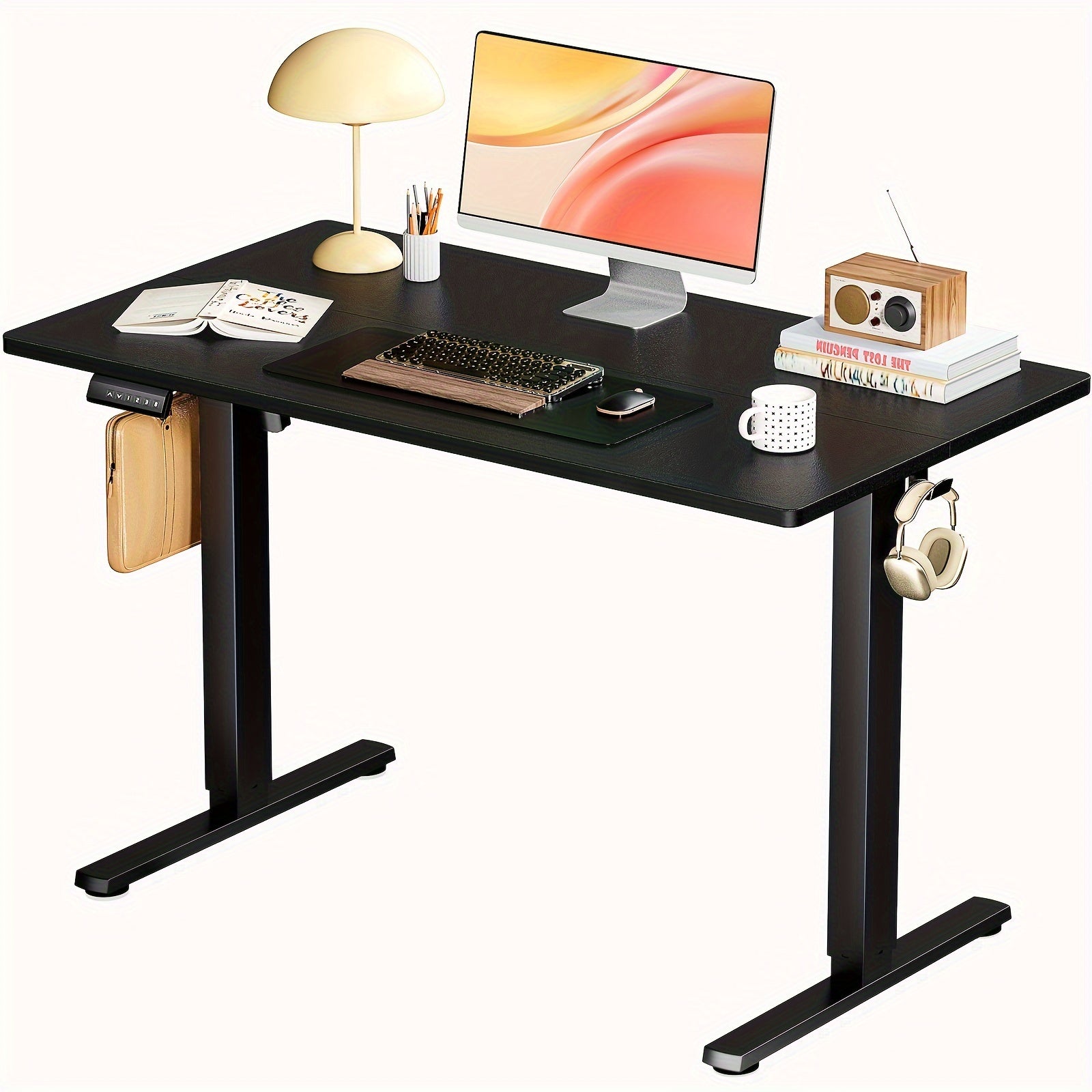 OLIXIS Electric Standing Desk – Height Adjustable Motorized Workstation (Available in 4 Sizes) - Cyber Setups - Black / 40x24