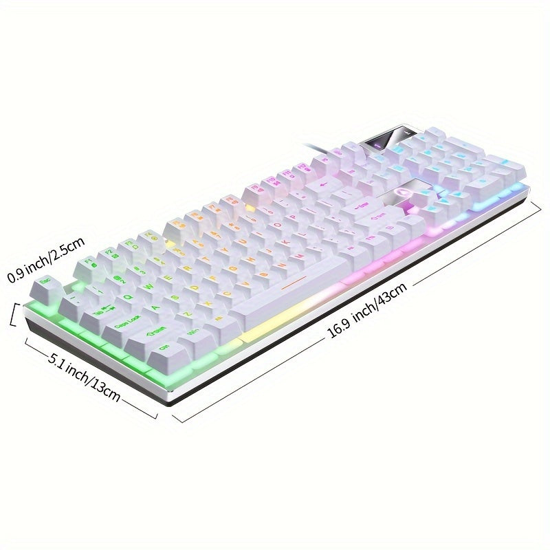 YINDIAO Universal USB Wired Gaming Keyboard with Backlit Features - Cyber Setups - White