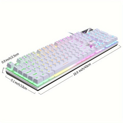 YINDIAO Universal USB Wired Gaming Keyboard with Backlit Features - Cyber Setups - White