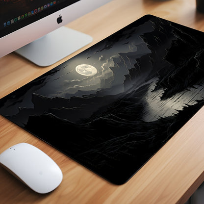 Full Moon River Scene Gaming Mouse Pad – Large, Non-Slip Mat - Cyber Setups - 30cm/11.8in*70cm/27.5in