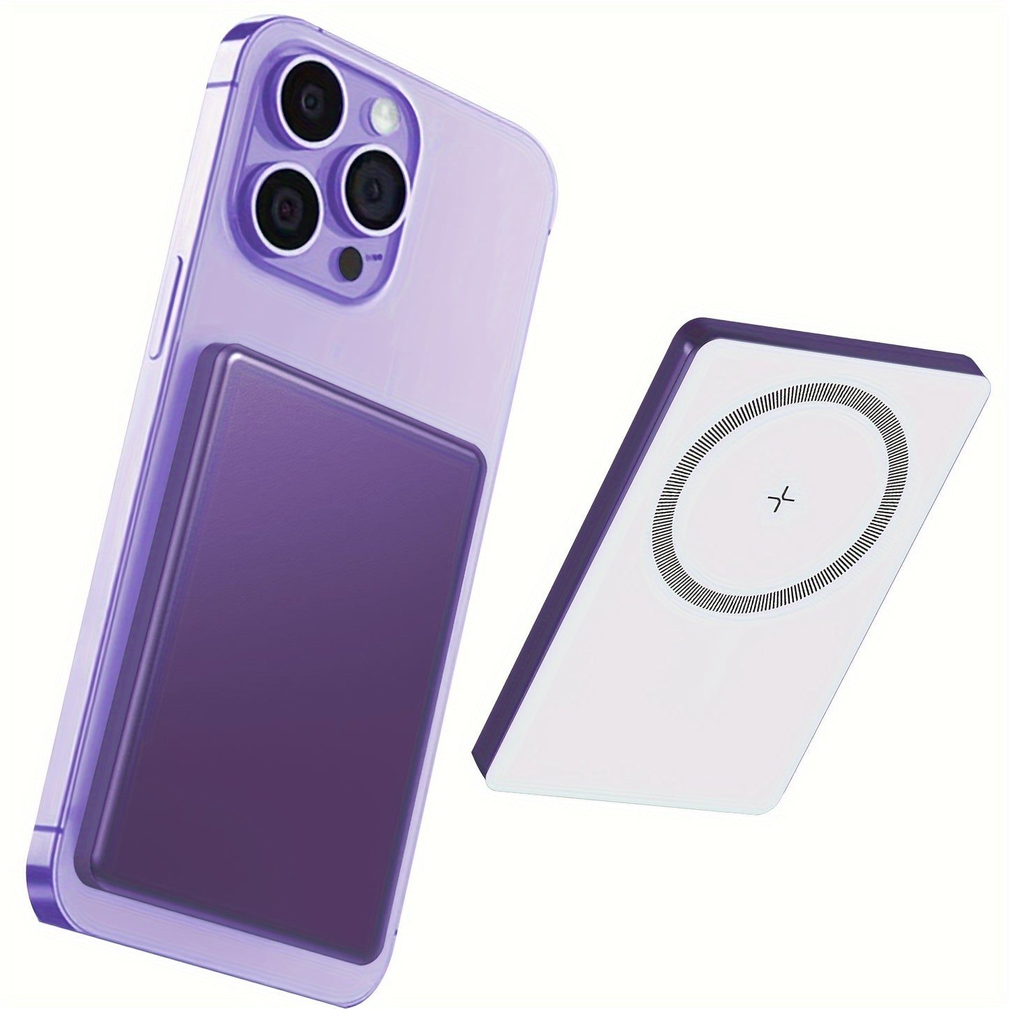 Magnetic Power Bank 5000mAh, Wireless Portable Charger, 20W Fast Charging Battery Pack With USB-C, Magsafe-Compatible - Cyber Setups - Purple