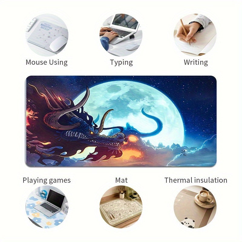 Extra-Large Dragon Anime Gaming Mouse Pad – Non-Slip & Washable - Cyber Setups - 23.6*11.8inch(60*30cm）