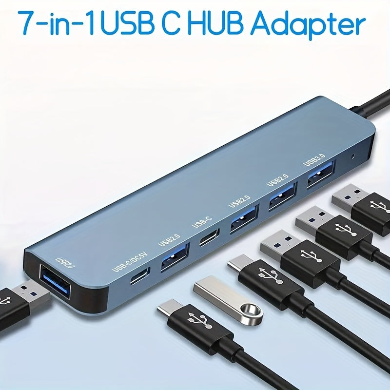 USB C Hub USB Hub 3.0, VIENON Aluminum 7 in 1 USB Extender, USB Splitter with 1 x USB 3.0, 4 x USB 2.0 and 2 x USB C Ports - Cyber Setups -