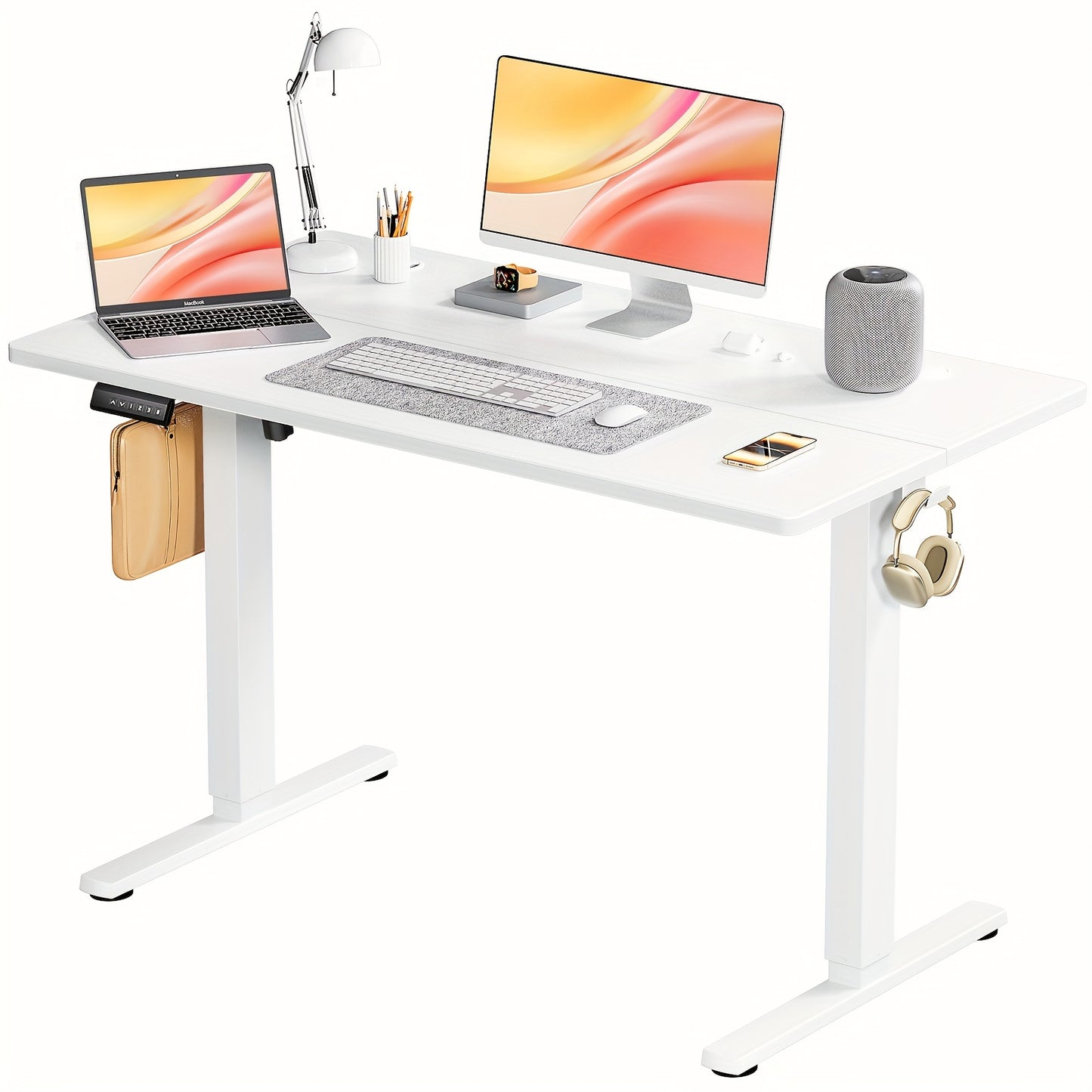 OLIXIS Electric Standing Desk – Height Adjustable Motorized Workstation (Available in 4 Sizes) - Cyber Setups - White / 48x24