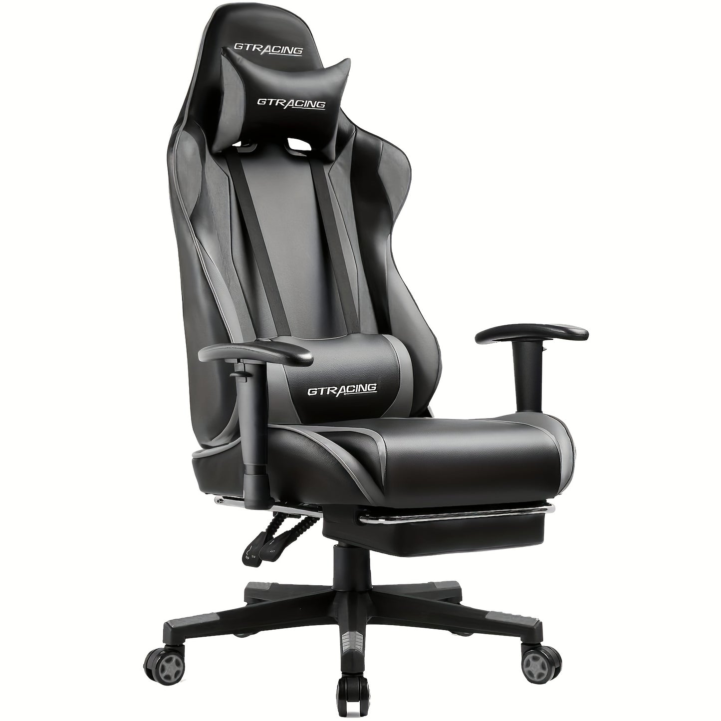 GTRACING Racing Style Ergonomic Gaming Chair with Reclining Function - Cyber Setups - Gray