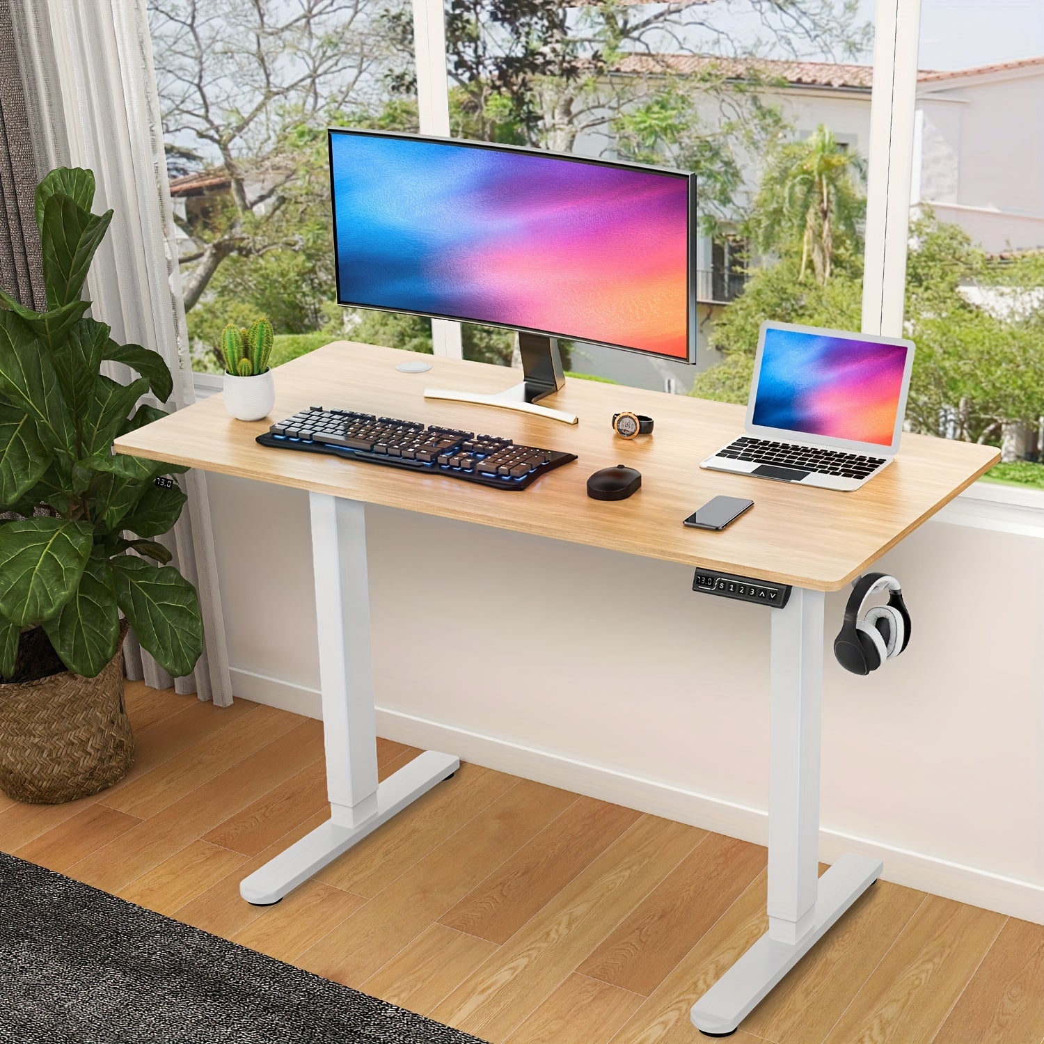 OLIXIS Electric Standing Desk – Height Adjustable Motorized Workstation (Available in 4 Sizes) - Cyber Setups - Black / 40x24