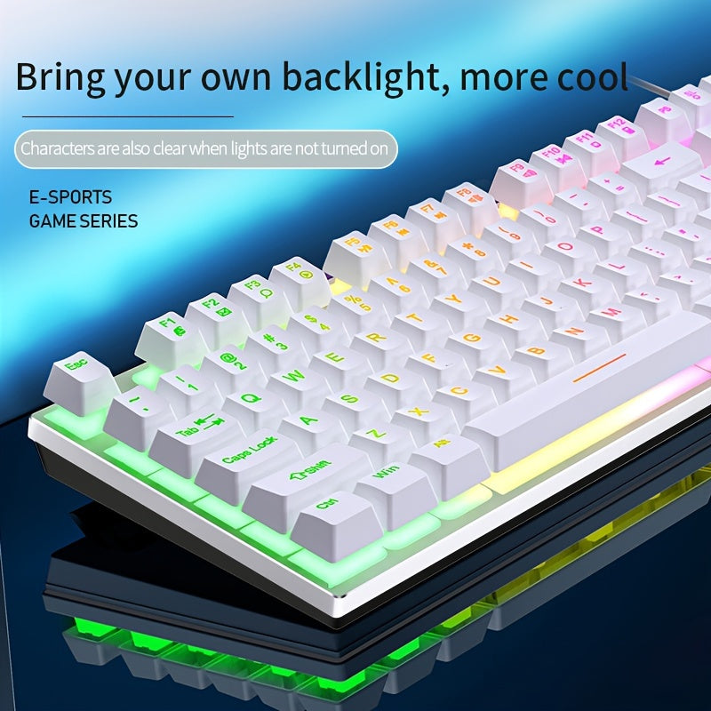 YINDIAO Universal USB Wired Gaming Keyboard with Backlit Features - Cyber Setups - White