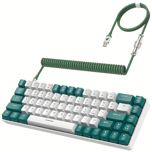 RK-T8 Wired 65% Mechanical Gaming Keyboard - Cyber Setups - Green White