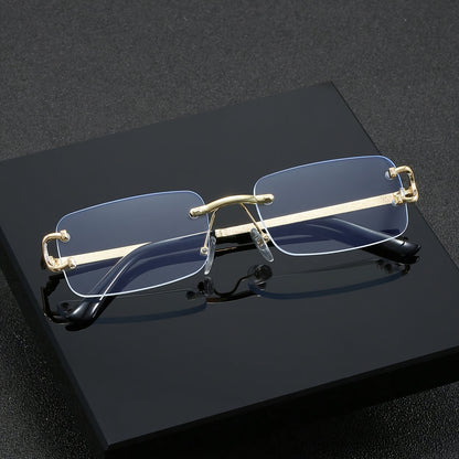 Unisex Fashion Rimless Rectangular Blue Light Blocking Glasses - Cyber Setups -