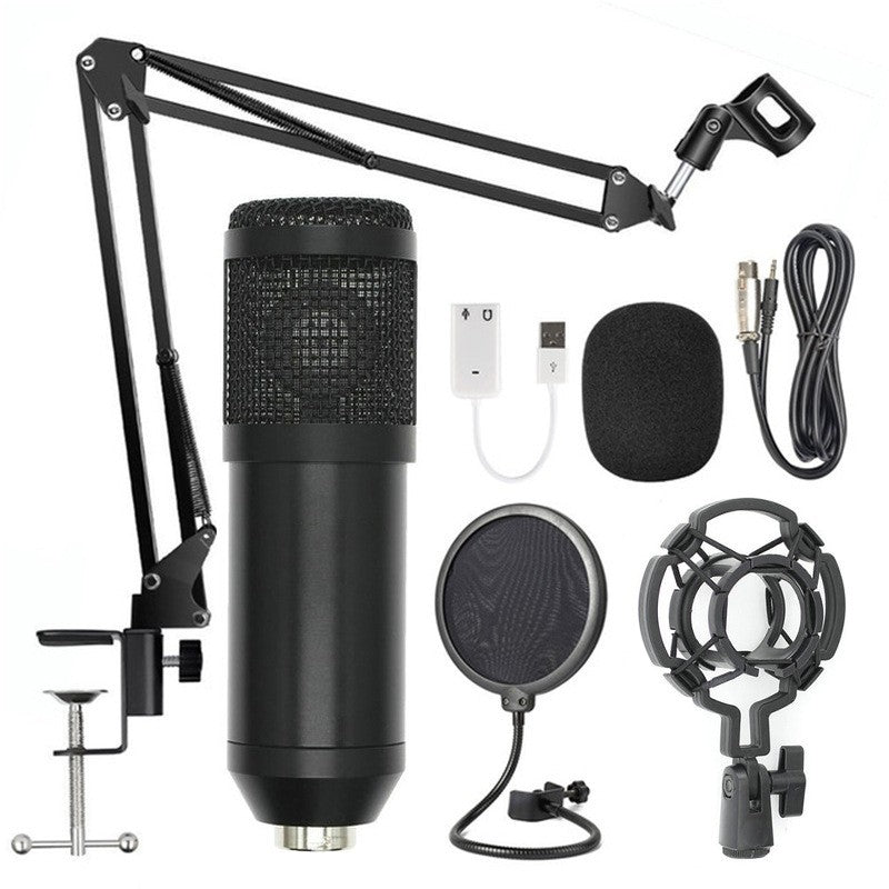 BM-800 Condenser Microphone Set With Anti-spray Microphone Bracket - Cyber Setups - Black