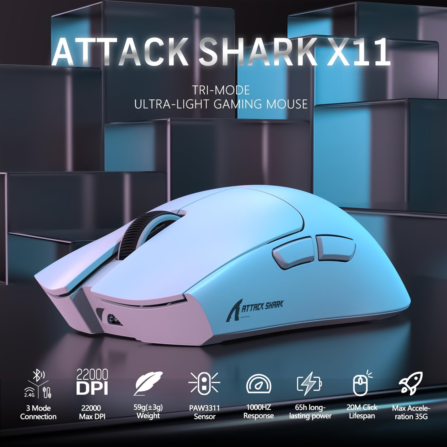 ZIYOU LANG X ATTACK SHARK X11 Wireless Gaming Mouse - Cyber Setups -